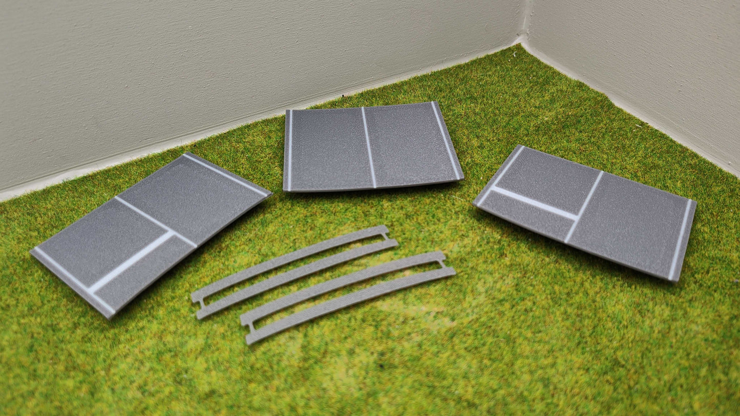 H0 Bahnübergang für das gebogene Märklin K-Gleis-58x70mm - mit Straßenmarkierung