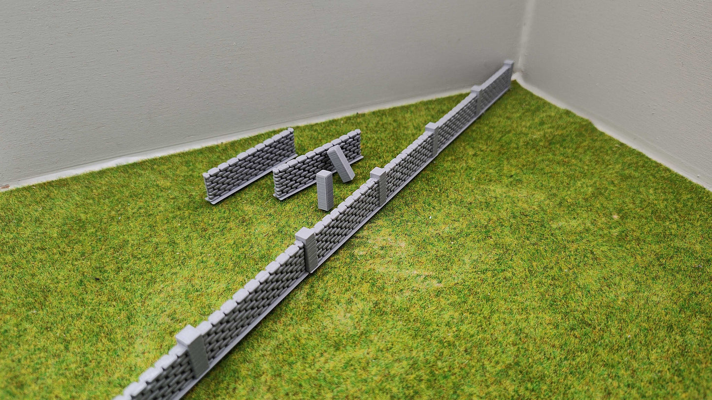 H0 Zubehör - Steinmauer bestehend aus 5 Elementen - grau