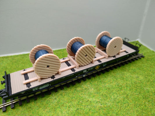 H0 Ladegut - Kabelrollen auf Palette für Schwerlast- und Flachwagen