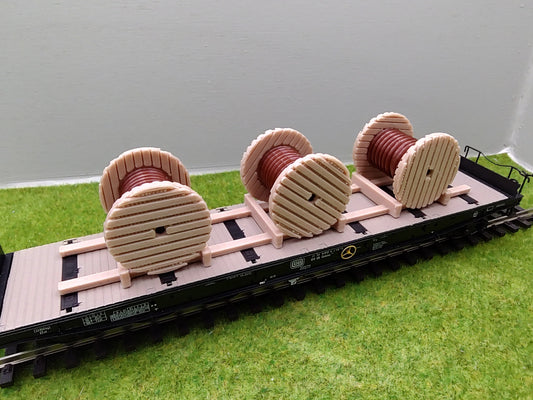 H0 Ladegut - Kabelrollen auf Palette für Schwerlast- und Rungenwagons