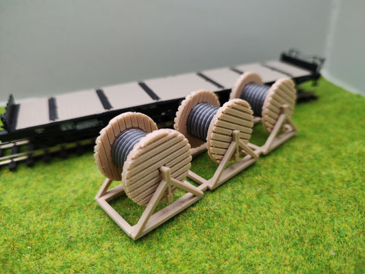 H0 Ladegut - Kabeltrommeln für Schwerlastwagons und Flachwagen