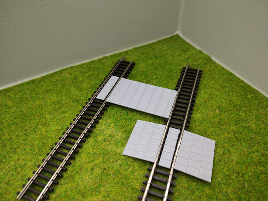 TT Bahnübergang- für ein Doppelgleis - 59,5x35 - Plattenoptik