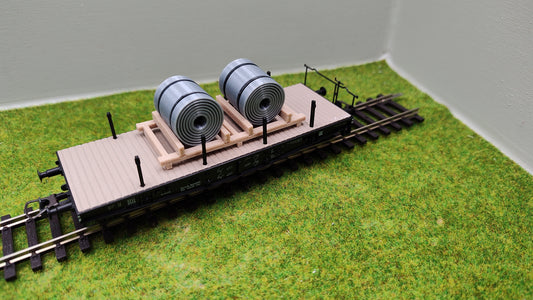 H0 Ladegut - Stahl Coils auf Palette für Schwerlast- und Flachwagen