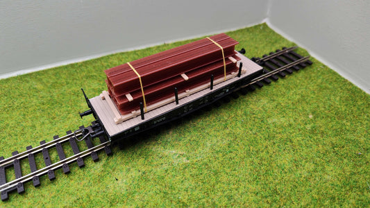 H0 Ladegut - Stahlträger H Profil auf Palette für Schwerlast- und Rungenwagons