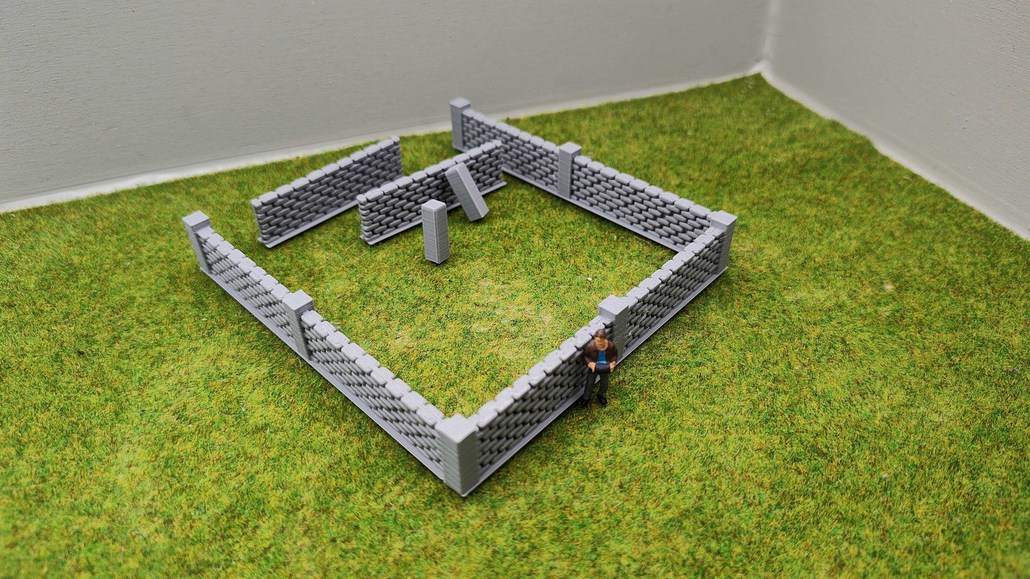 H0 Zubehör - Steinmauer bestehend aus 5 Elementen - grau