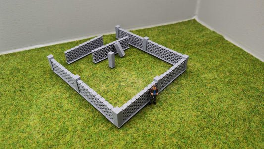 H0 Zubehör - Steinmauer bestehend aus 5 Elementen - grau