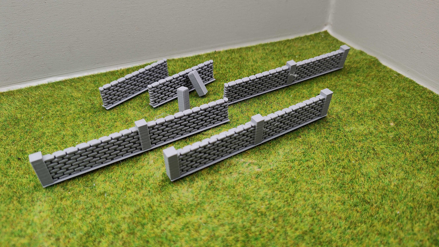 H0 Zubehör - Steinmauer bestehend aus 5 Elementen - grau