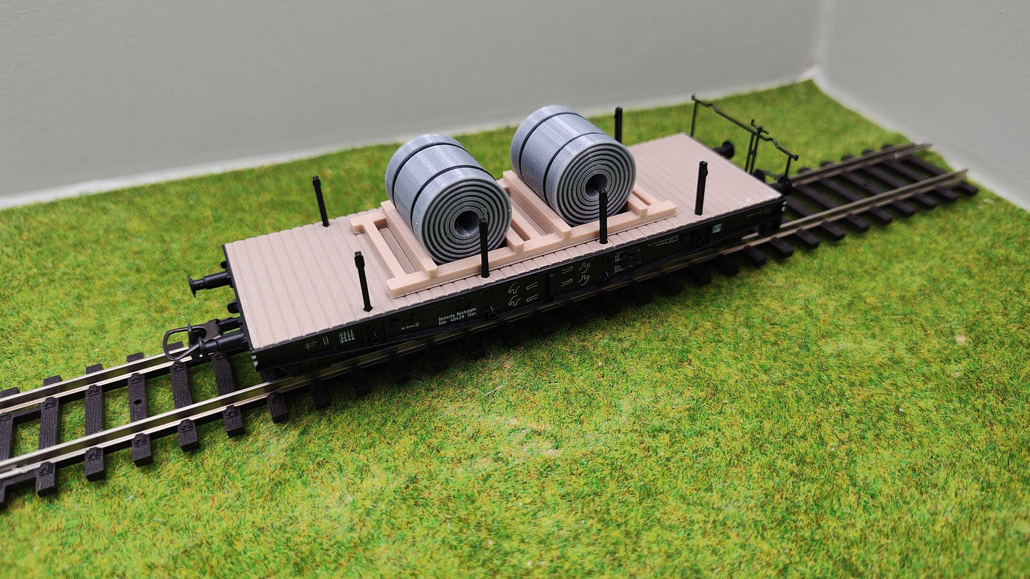 H0 Ladegut - Stahl Coils auf Palette für Schwerlast- und Flachwagen