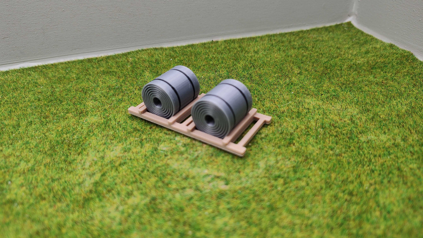 H0 Ladegut - Stahl Coils auf Palette für Schwerlast- und Flachwagen