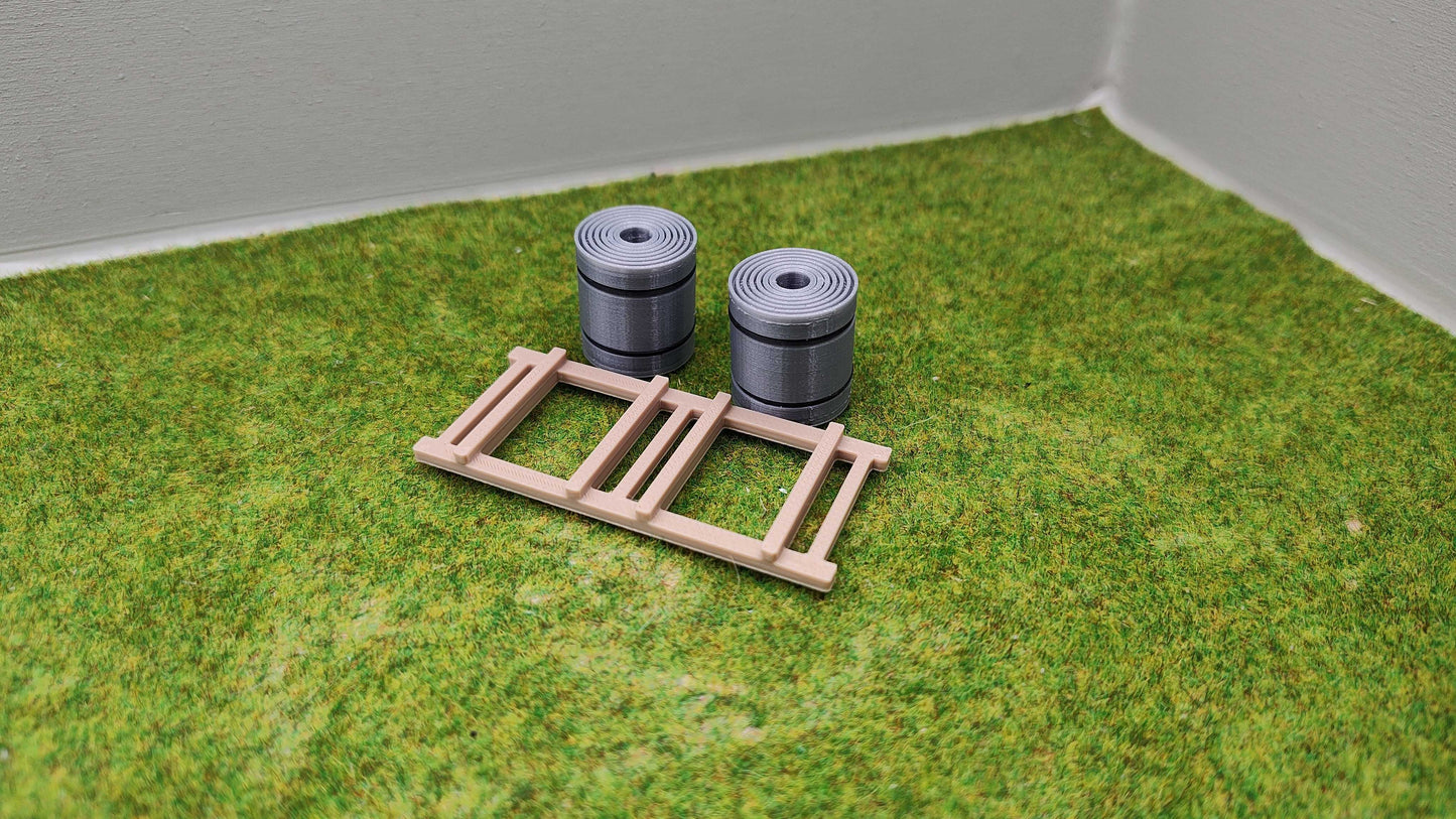 H0 Ladegut - Stahl Coils auf Palette für Schwerlast- und Flachwagen