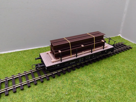Ladegut H0 - Stahlträger H Profil auf Palette für Schwerlast- / Rungenwagons
