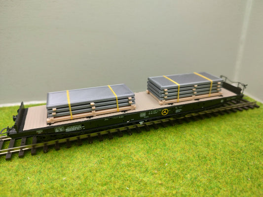 Ladegut H0 - Ladegut Set -  Stahlplatten auf Palette für Schwerlast- / Rungenwagons