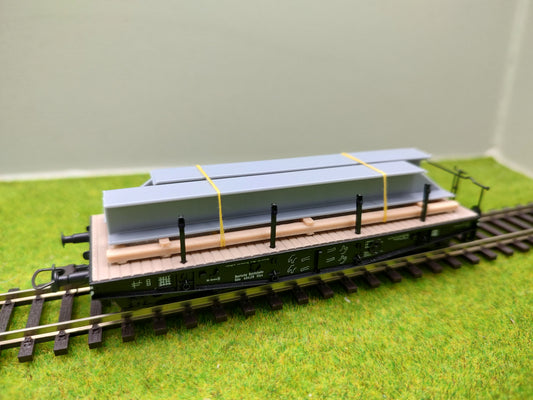 Ladegut H0 - Konstruktionsträger auf Palette für Schwerlast- / Rungenwagons